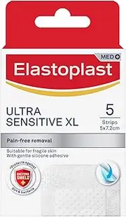 Elastoplast Ultra Sensitive Pain-Free Removal Bandage Strips, X-Large (Pack of 5)
