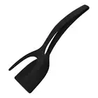 2 In 1 Egg Spatula Tongs Steak Spatula Tongs Clamp Kitchen Cooking Tool (Black)