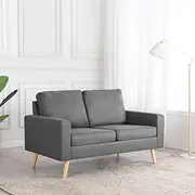2-Seater Sofa Light Grey Fabric - Small Modern Couch for Living Room and Apartment, Comfortable Sectional Furniture with Thick Cushions and Sturdy Wooden Frame, 130x76x82.5 cm