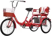 DEFGHIJ Trike Bike Bicycle with Shopping Basket Adult Tricycles Adjustable Backrest Seat Three Wheel Bike for Recreation Shopping Men's Women's Bike