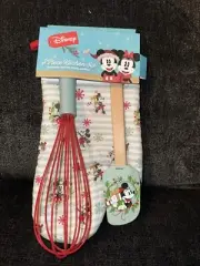 NEW Disney Mickey 3 Piece Kitchen Set Oven Mitt, Spatula, Whisk Scarf & Presents