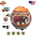 Elegant Himalayan Salt Lamp with Dimmer - Ethnic Elephant Design in Crystal Bowl
