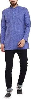 [Sojanya] Men's Cotton Linen Blend, Indigo Blue, XXL