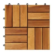 20 Pieces Wooden Decking Tile Outdoor Garden Interlocking Tiles Balcony Flooring