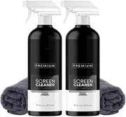 2 Pack Premium 473ml Screen Cleaner Spray Kit with Microfibre Pad - Large Bottle - Ideal for TV Screens, Computers, Laptops, Phones, and iPads - Electronic Cleaning Kit with Microfiber Cloth Wipes