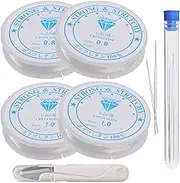 Elastic String for Bracelets,Joogee Elastic Bracelet String Cord 4 Rolls (2 x 0.8mm, 2 x 1.0mm), Stretch Bead Cord for Jewelry Making and Bracelet, with Beading Needles