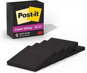 Post-it Super Sticky Notes, 3x3 in, 5 Pads, 2X The Sticking Power, Black (654-5SSSC)