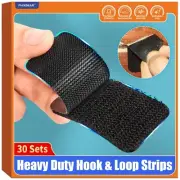 30 Sets Industrial Heavy Duty Hook and Loop Strips with Adhesive, Strong Back...