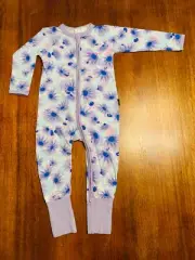 Bonds Baby Girl Blue Daisies Zip Wondersuit Size 1 BNWT