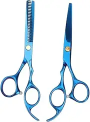 2Pcs Professional Barber Scissors Hair Cutting Shears for Salon Home Use Includes Blue Teeth Thinning Scissors Straight