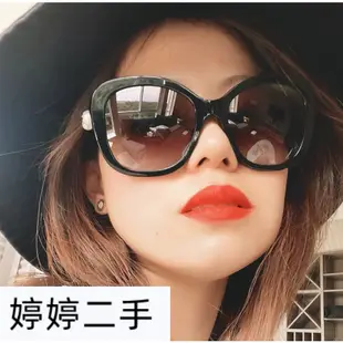 婷婷二手 Chanel 香奈兒 珍珠鏡腿方框金屬太陽眼鏡 墨鏡 遮陽鏡 黑色 橢圓形 CH5339 免運