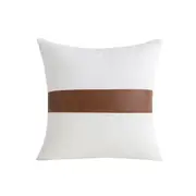 Pillow Cover PU Leather Throw Pillow Covers Farmhouse Decor Stripe Patchwork Modern Decor Square Cushion Covers-Style 2