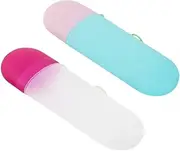 BRIGHTFUFU Portable Toothbrush and Toothpaste Holder Case PP Wash Storage Box for Travel Camping Business Adorable Design Pink and Light Blue for Daily Use and Present Giving