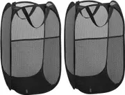 Foldable Pop Up Mesh Washing Laundry Baskets，Basket Bag Large Storage Basket Bin，Laundry Hamper Toy Tidy Storage Organiser（2PCS）