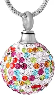 KETIME Black Stainless Steel Keepsake Urn Necklace Hold Zircon Memorial Jewelry for Cremation Ashes for Women