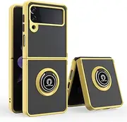 Matte Lens Protection Hybrid Armor Phone Case for Samsung Galaxy Z Flip 4 Fundas Magnetic Ring Holder Shockproof Soft Back Cover,Yellow,for SamsungZ Fold3
