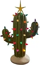 ZONTO Cactus Tree, Cactus Decoration, Cactus Light, Ceramic Cactus Tree，Luminous Resin Ceramic Christmas Tree, Retro Christmas Luminous Cactus, Christmas Tree Cactus Decoration, Cactus Gift