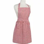 《NOW》經典雙袋圍裙(格紋紅) | 廚房圍裙 料理圍裙 烘焙圍裙