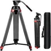 82" /210Cm Video Tripod Heavy Duty Tripod with 360° Fluid Head, Aluminum Tall Tr