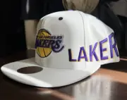 Los Angeles Lakers NBA White Mitchell & Ness Snapback Men’s Hat Cap Retro Kobe