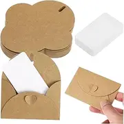 Gadpiparty 60 Sets Cute Envelopes with Heart Shaped Clasp Decorative Love Letter Envelopes and Blank Invitation Cards for Weddings Greetings and Thank You Notes