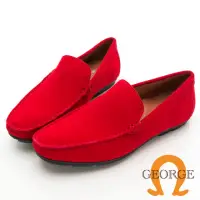 在飛比找momo購物網優惠-【GEORGE 喬治皮鞋】城市休閒 絨面麂皮縫線樂福鞋 -紅