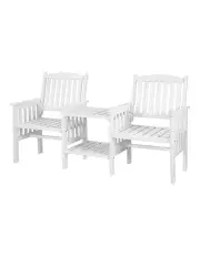 [Gardeon] Garden Bench Loveseat Wooden Table Chairs in White