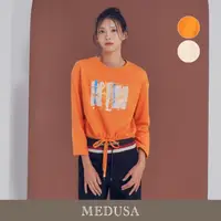 在飛比找momo購物網優惠-【MEDUSA 曼度莎】現貨-燙金草寫抽繩短版Tee（M-X