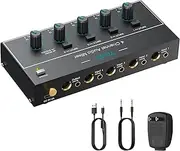 YGiTK Audio Mixer 4 Channel Stereo Audio Mixer 6.35 mm + 3.5 mm Mini Audio Mixer 4 Inputs & 1 Output, Type-C Charging, Ultra Low Noise, with Volume Control