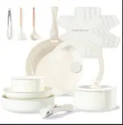 Chef Power 19-Pc Nonstick Cookware Set, Detachable Handle, Induction Safe NEW