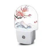 Cherry Blossoms Night Light,Japanese Mountains Night Lights Plug into Wall De...