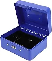 Box Cash Box Cash Container Cabinet Locks with Combination Lock Coin Jar Safe for Money Small Locker Safe Bank Change Holder Case Coin Storage Jar Piggy Bank Blue Iron