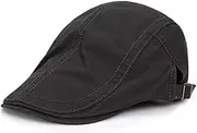 [HNJKJEU] Men's Beret Cap Men's Beret Cap Adjustable Flat Cap Men's Cotton Vintage Style Flat Cap Gatsby Ivy Irish Hat Beret Peaked Cap 54-59 cm
