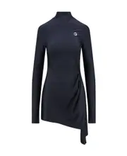 Logo plain knitted dress XS Black