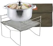 Wood Burning Charcoal Grill | Stainless Steel Barbeque Grill | Stainless Steel Portable Wood Burning Grill and Fire Pit for Picnics, Backpacking, Outdoor