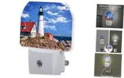 Beautiful White Lighthouse Night Light Plug into Wall, Ocean Seaside Color3