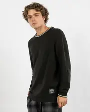 [Rusty] Rusty Men's Skyliner Tipped Crew Knit Sweater in Green Gables Size Large L Green Gables