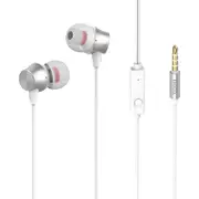 M51 3.5mm Wired Control Earphone Metal Deep Bass Stereo Earbuds In-ear Sport Headphone with Mic WHITE COLOR
