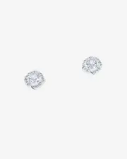 Silver Cubic Zirconia Twist Stud Earrings