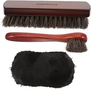 Zerodeko 1Set Horsehair Shoe Brush Ergonomic Polishing Brush Kit for Shoes Boots Upholstery Care Gentle Cleaning Shine Without Scratches for Mens Footwear