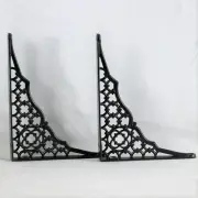 New Pair of Restorers Circle Design Iron Shelf Brackets 6"x8" Black