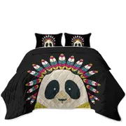 Cute Native American Panda Character Coverlet