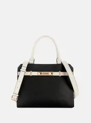 GUESS Women's Cream Black Dory Satchel Bag