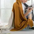 Cotton Knitted Throw Blanket Modern Patchwork Rug Nap Sofa Bed Couch 130*160CM