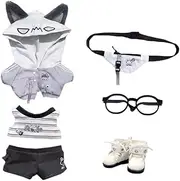 niannyyhouse 10cm 15cm 20cm Plush Doll Clothes Hoodie Vest Pants Backpacks Glasses Shoes Wolf Bear Outfit Soft Stuffed Toy Dressup Gift (Gray-20cm)