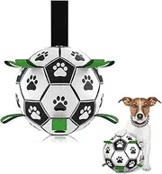 Dog Ropes Toys Soccer Ball with Grab Tabs, Interactive Dog Toys for Tug of War, Puppy Birthday Gifts, Dog Tug Toy, Dog Water Toy, Durable Dog Balls for Medium & Large Dogs (Large)