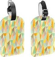 [WOSHJIUK] Luggage Tags,2 Pack Labels Suitcase Tags,Rainbow Geometric Colored,Luggage Tags Privacy Protection Travel Bag Tag
