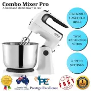 Combo Stand Mixer Pro Mixing Machine Electric Beater Food Dough Beat Whisk White