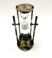 Liquid Sand Timer Antique Nautical Maritime Hourglass Base Compass Home Decor...