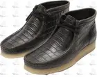 WMNS Clarks Wallabee Boot Black Crocodile Distress 26179161 Casual Boat Shoe
